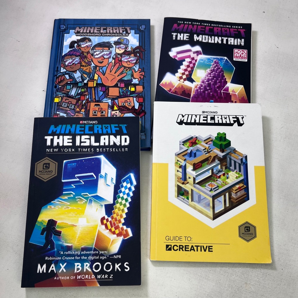 Minecraft Book Lot of 4 The Island The Mountain Woodsword Chronicles Creative